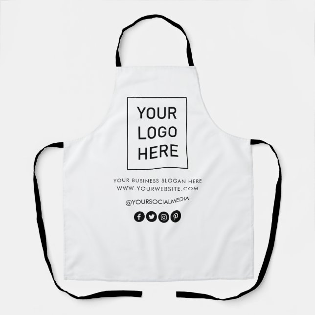 Your Business Logo and Text Company Branded White  Apron (Front)