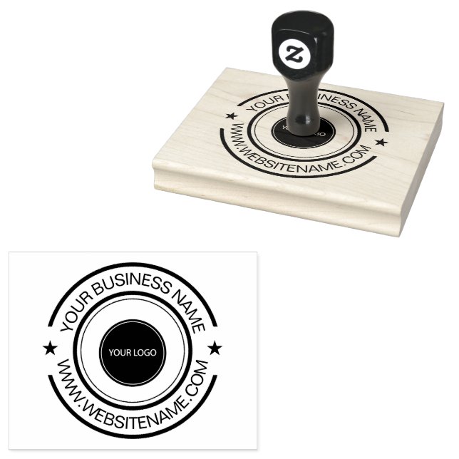Your Business Logo and Text  Custom Rubber Stamp (Stamped)