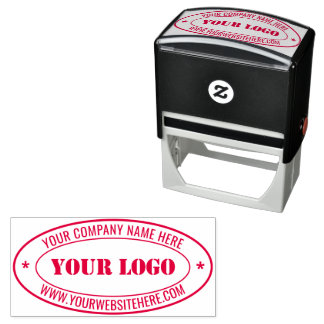 Your Business Logo and Text Oval Self-inking Stamp