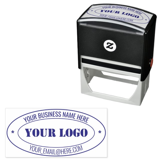 Your Business Logo and Text Oval Stamp Template (In Situ)