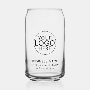 Your Business Logo and Website Custom Promotional Can Glass