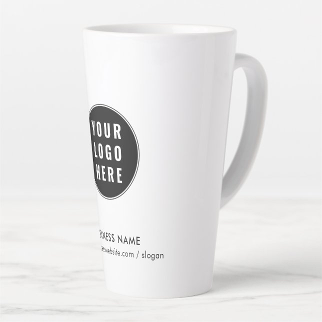 Your Business Logo and Website Custom Promotional Latte Mug (Right Angle)