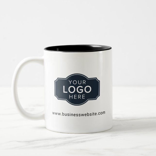 Your Business Logo and Website Custom Two-Tone Coffee Mug (Left)