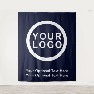 Your Business Logo Brand Modern Blue Backdrop Tapestry