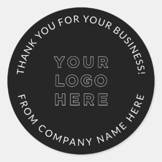 Your Business Logo Custom Black Thank you Classic Round Sticker