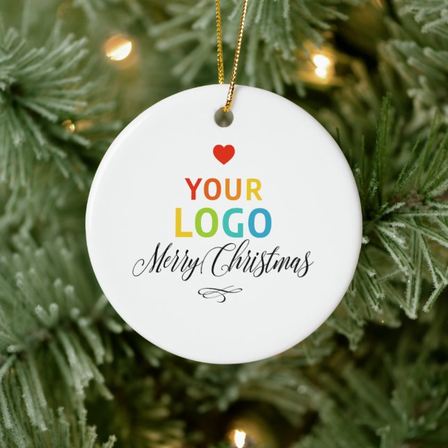 Your Business Logo Custom Christmas Ceramic Ornament (Tree)