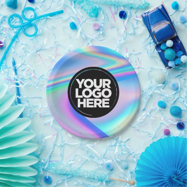 Your Business Logo Custom Holographic Crafts Party Paper Plate (Party)