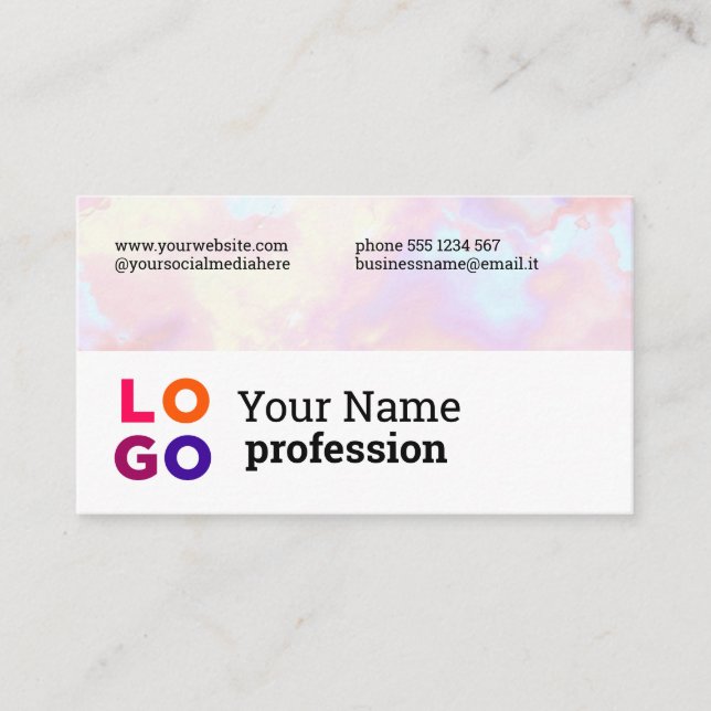Your Business Logo Custom Pastel Rainbow Card (Front)