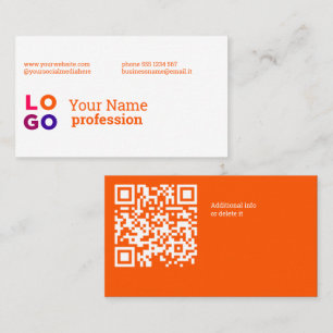 Your Business Logo Custom QrCode Orange Card