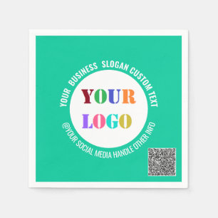 Your Business Logo Custom Text and QR Code Napkins