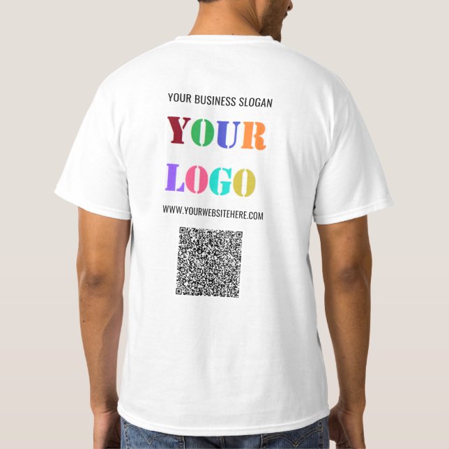 Your Business Logo Custom Text and QR Code T-Shirt (Back)