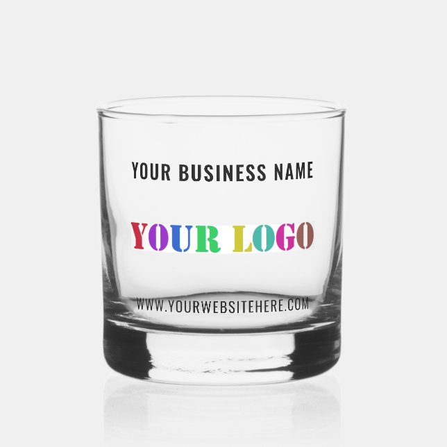 Your Business Logo Custom Text Name Template Whiskey Glass (Left)