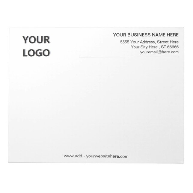 Your Business Logo Custom Text Notepad Template (Front)