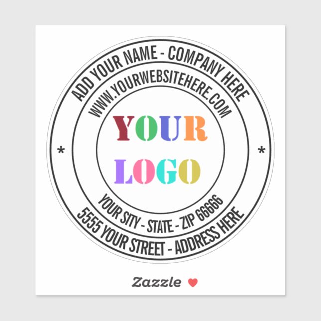Your Business Logo Custom Text Sticker Template (Sheet)
