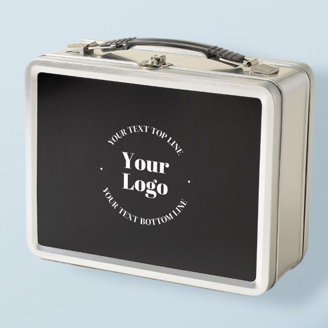 Your Business Logo & Customisable Text Template  Metal Lunch Box (Creator Uploaded)
