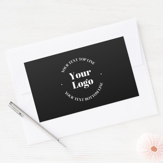 Your Business Logo & Customisable Text Template  Rectangular Sticker (Envelope)