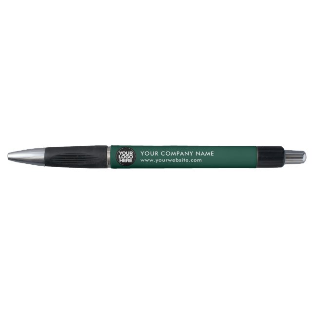 Your Business Logo Dark Green Promotional Pen (Front)
