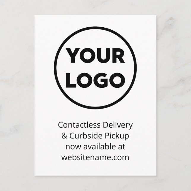 Your Business Logo Delivery and Curbside Pickup Announcement Postcard (Front)