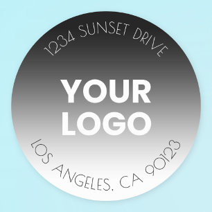 Your Business Logo   Editable Black & White Classic Round Sticker