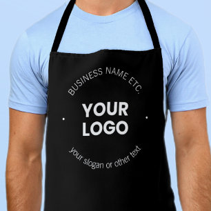 Your Business Logo & Editable Text   Black & White Apron