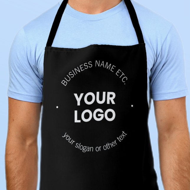 Your Business Logo & Editable Text | Black & White Apron (Creator Uploaded)