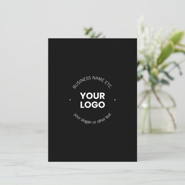 Your Business Logo & Editable Text | Black & White Card (Standing Front)