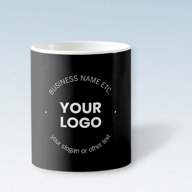 Your Business Logo & Editable Text | Black & White Coffee Mug (Creator Uploaded)