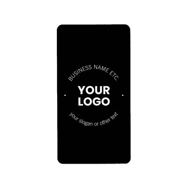 Your Business Logo & Editable Text | Black & White Label (Front)