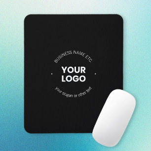 Your Business Logo & Editable Text   Black & White Mouse Pad