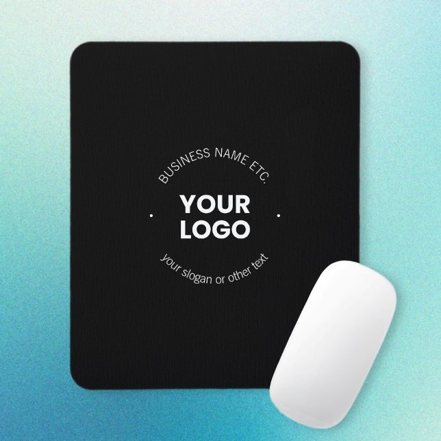 Your Business Logo & Editable Text | Black & White Mouse Pad (Creator Uploaded)