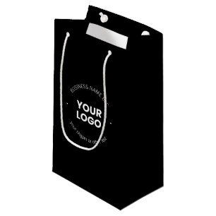 Your Business Logo & Editable Text Black & White Small Gift Bag