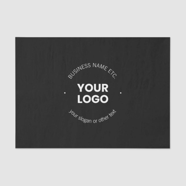 Your Business Logo & Editable Text | Black & White Tissue Paper (Front)