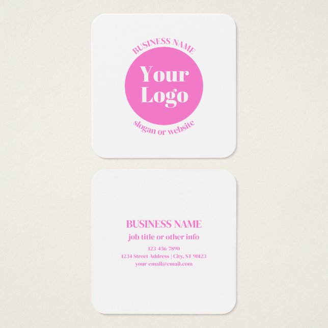 Your Business Logo & Editable Text Template | Pink (Front & Back)