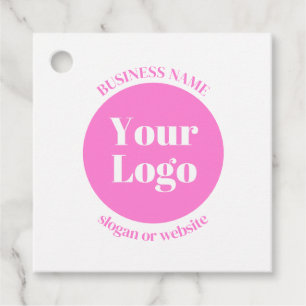 Your Business Logo & Editable Text Template   Pink Favour Tags