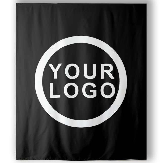 Your Business Logo Event Modern Black Backdrop Tapestry (Stylishly Personalize with Your Unique Logo.)