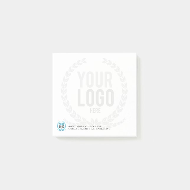 Your Business Logo Faded Backdrop | Customised 3x3 Post-it Notes (Front)