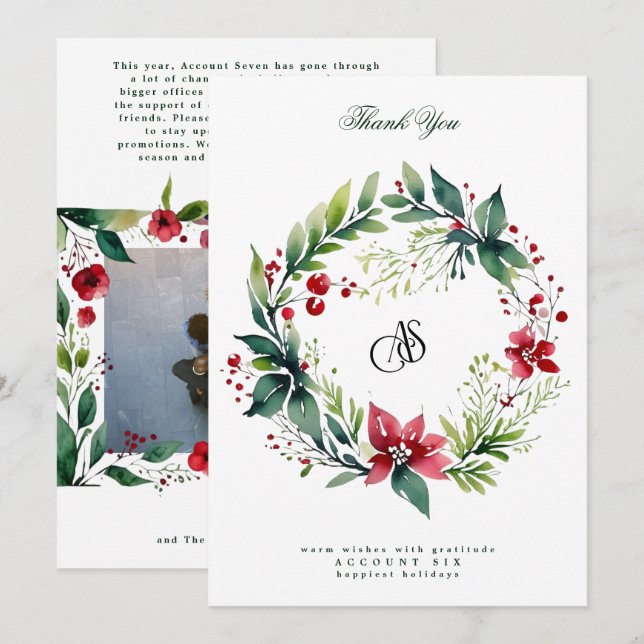 Your Business Logo | Happiest Holidays Wreath Holiday Card (Front/Back)