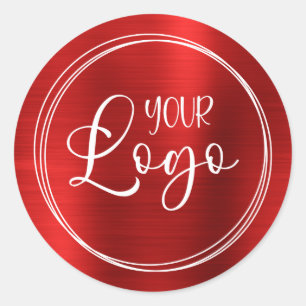 Your Business Logo Here Metallic Red Classic Round Sticker