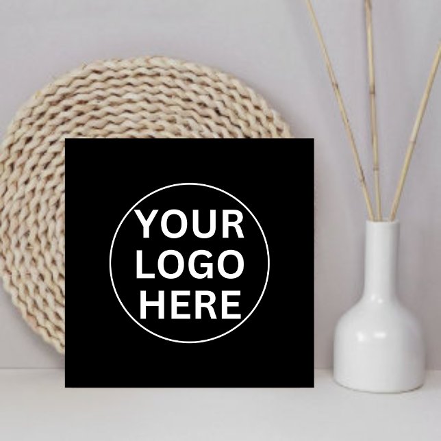 Your Business Logo l Modern Black & White Branded Ceramic Tile (Creator Uploaded)