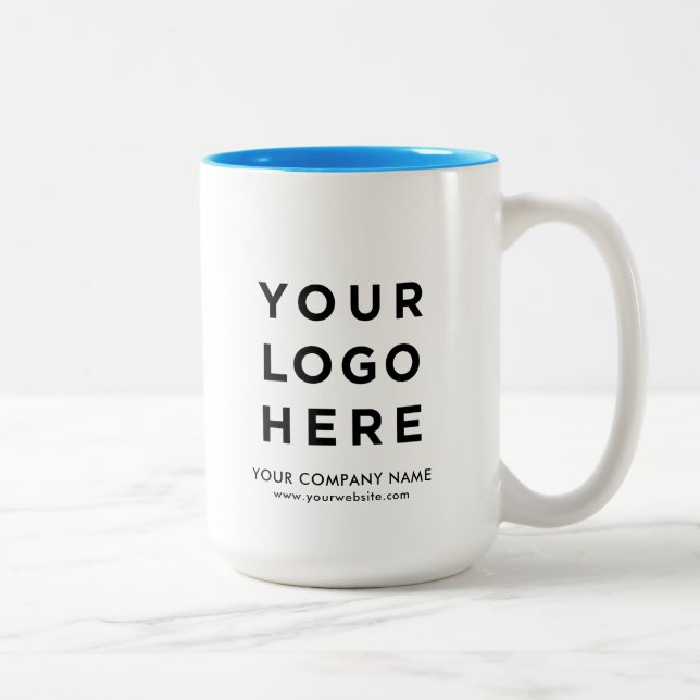 Your Business Logo Light Blue large 15oz Two-Tone Coffee Mug (Right)