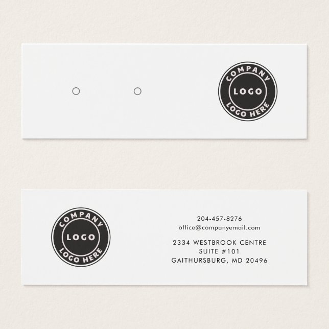 Your Business Logo Minimal Earring Display Card (Front & Back)