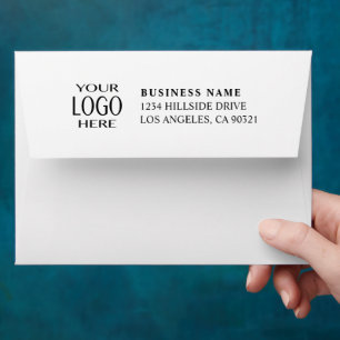 Your Business Logo & Modern Return Address White Envelope