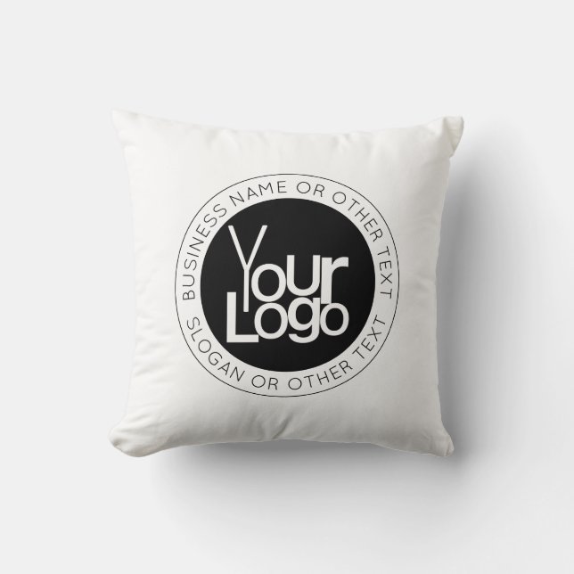 Your Business  Logo & Modern Simple Editable Text Cushion (Front)