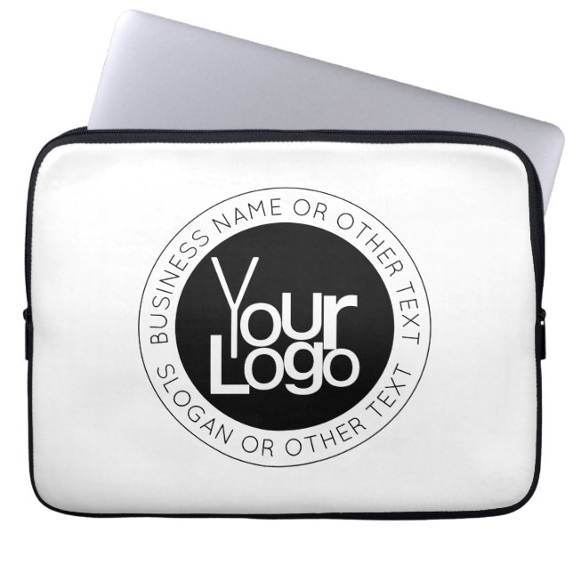 Your Business  Logo & Modern Simple Editable Text Laptop Sleeve (Front)