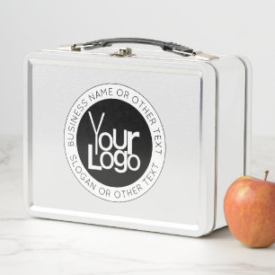 Your Business  Logo & Modern Simple Editable Text Metal Lunch Box