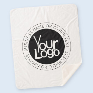 Your Business  Logo & Modern Simple Editable Text Sherpa Blanket