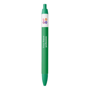 Your Business Logo, Name, Profession Green Black Ink Pen