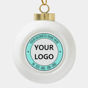 Your Business Logo Name Stamp Personalised Office Ceramic Ball Christmas Ornament