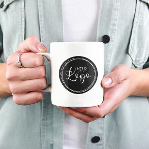 Your Business Logo on Black Circle Coffee Mug