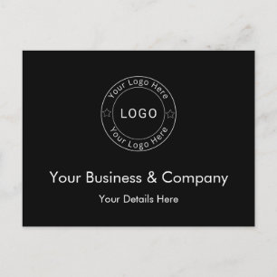 Your Business Logo on Black Custom Holiday Postcard